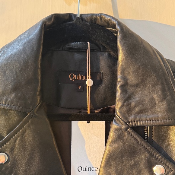 NWT Quince Women’s Washed Leather Biker Jacket – Black – Size Small - Picture 6 of 16